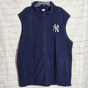 New York Yankees Fleece Vest XL Extra Large Navy Blue Full Zip Up Baby Ruth SGA
